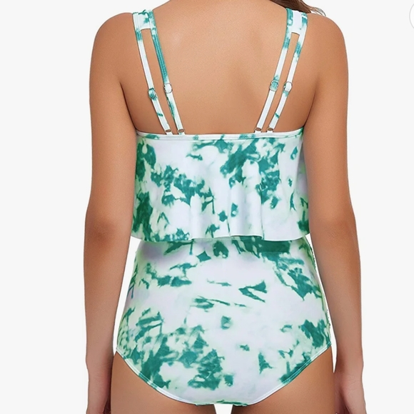 Edelqual Tankini Swimsuit for Women Two Piece Cross Strap Tummy Control Swimwear - Picture 3 of 6